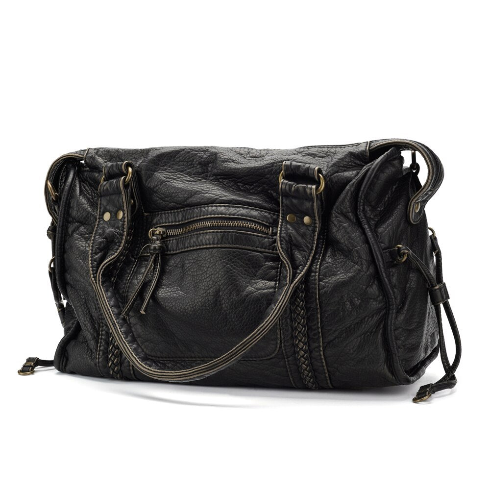 NoirClass - Elegant Black Leather Handbag Bowlift
