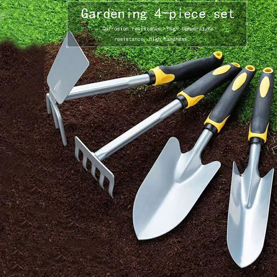 BowLift | Groviva Garden Tool Set 4-pcs. | Stainless Steel | Hoe & Shovel | For Digging, Planting & Weeding
