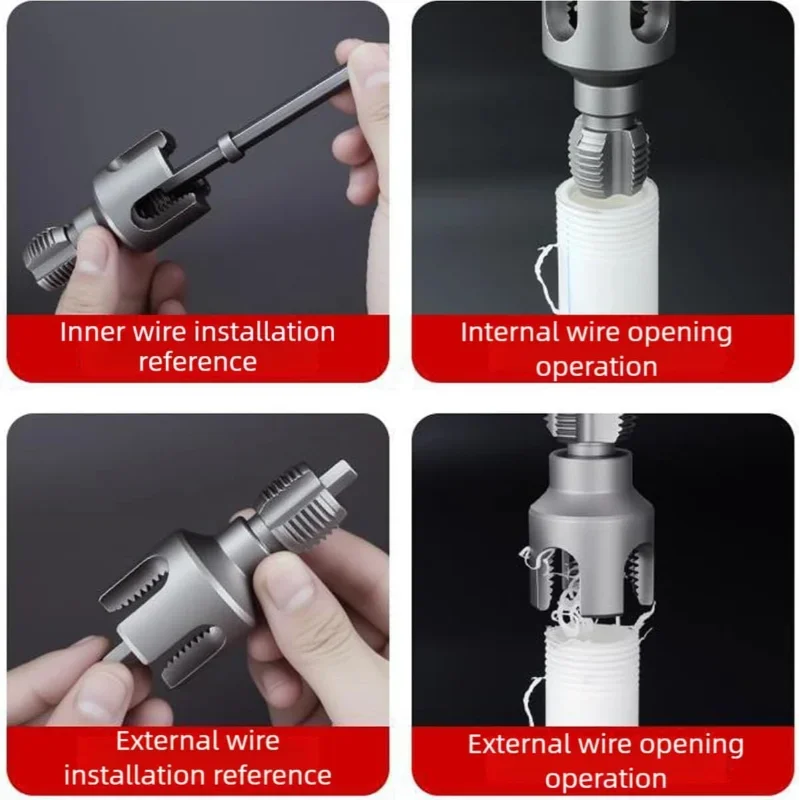Pipe Thread Reamer & Edge Cutter Drill Attachment Tool | Bowlift