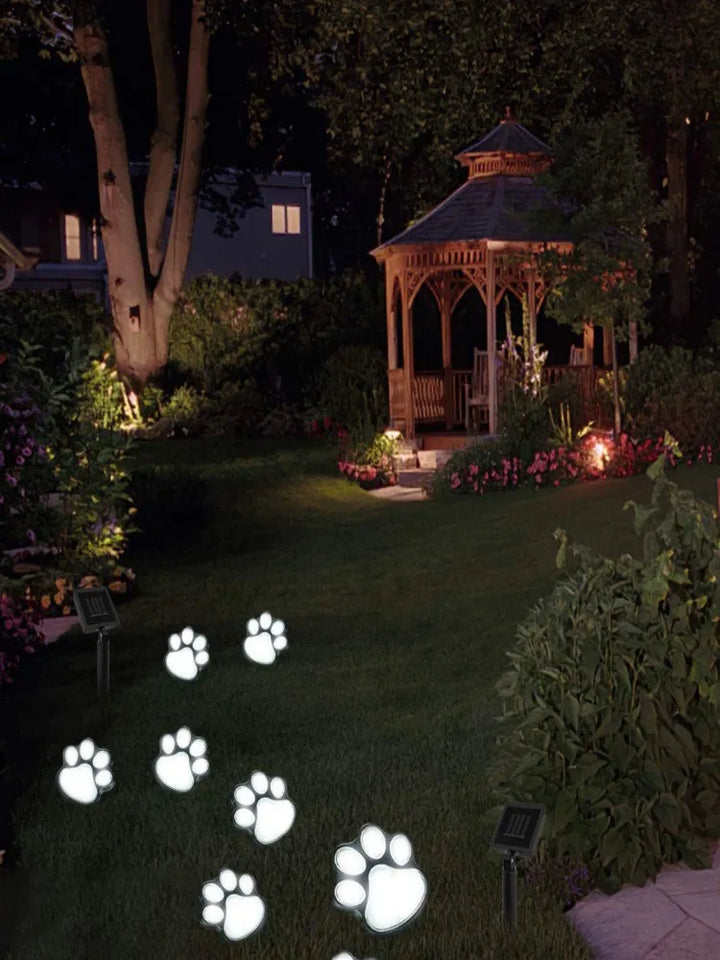 BowLift | Solar lamp in paw print design – LED garden lighting in multicolor for outdoor use