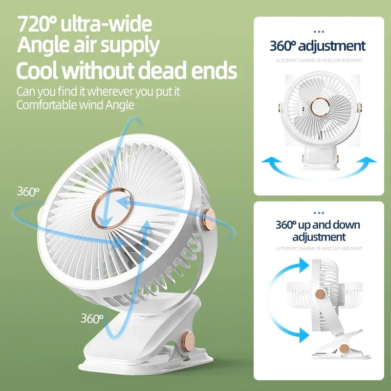 Multi-Angle Outdoor Clip-On Rechargeable Cooling Fan | Bowlift
