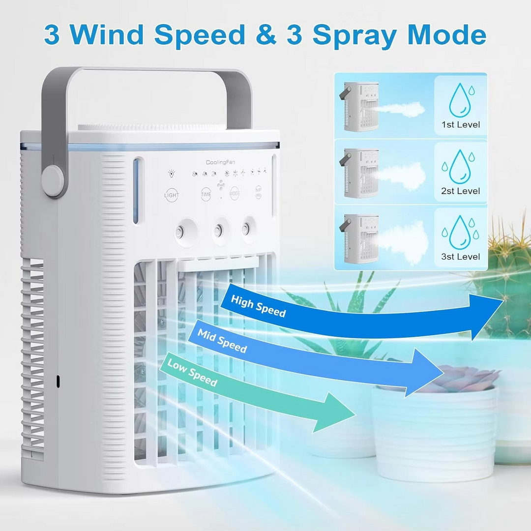 BowLift | Compact 3-Speed Air Cooler with Remote, Timer, Night Light, and Mist Modes