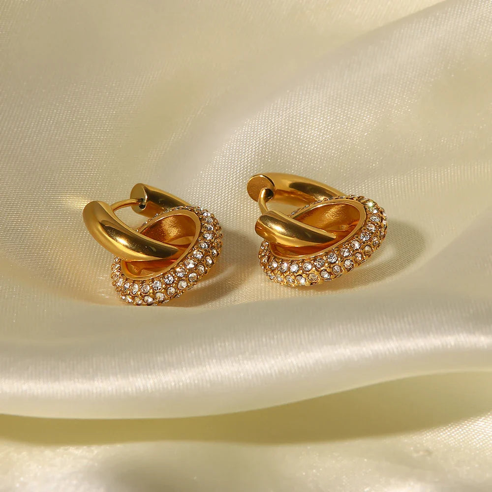 BowLift | 18k Dainty Huggie Diamond Dangle Earrings