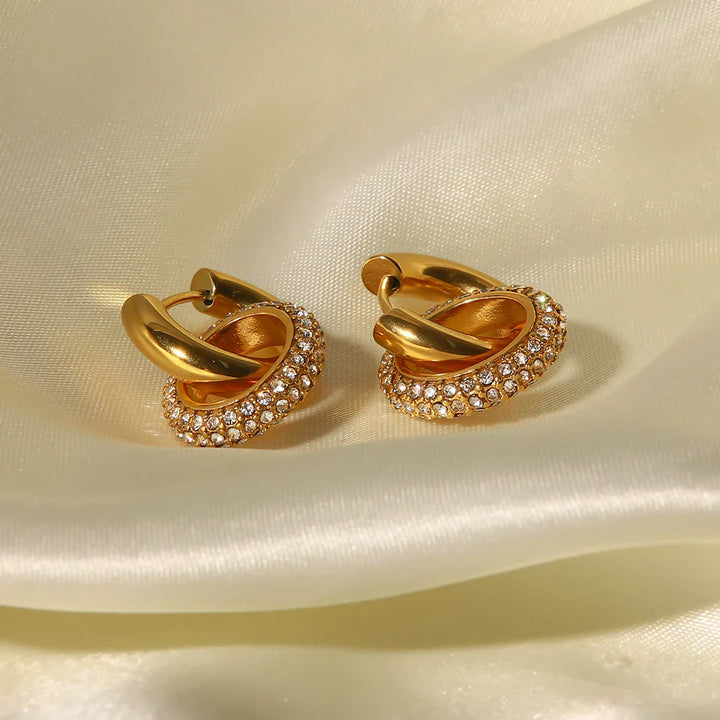 BowLift | 18k Dainty Huggie Diamond Dangle Earrings