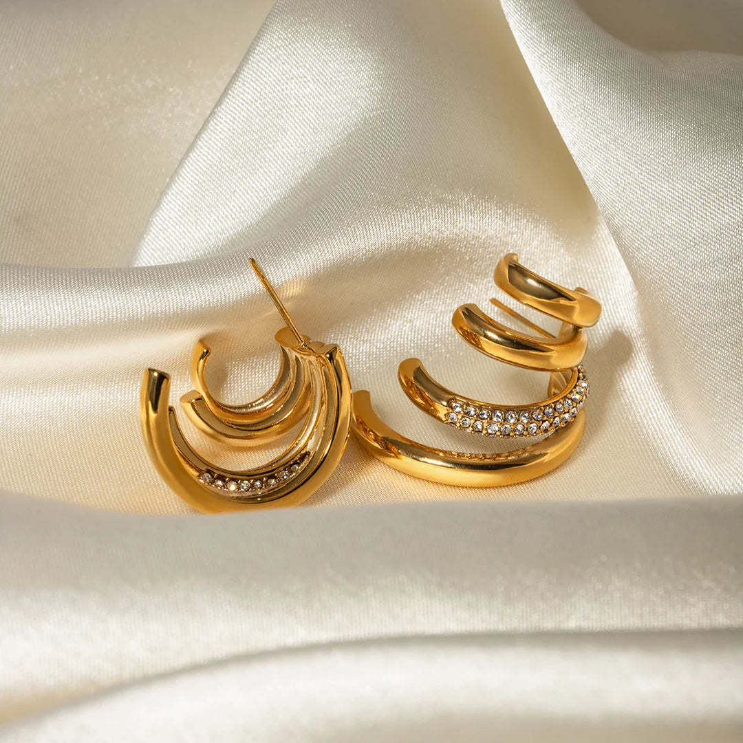 BowLift | 18k Quad Half Hoops Stud Earrings