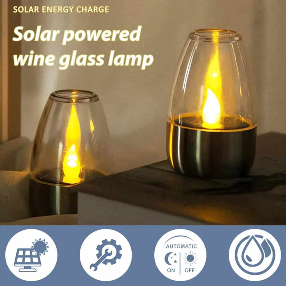 BowLift | SolarFlair Stainless Steel Solar Candle Light | Warm White LED Light | For Garden, Terrace & Balcony