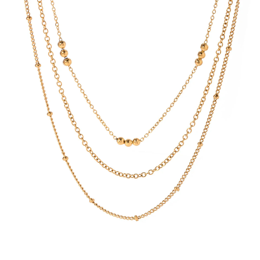 BowLift | 18k Dainty Triple Satellite Necklace Stack