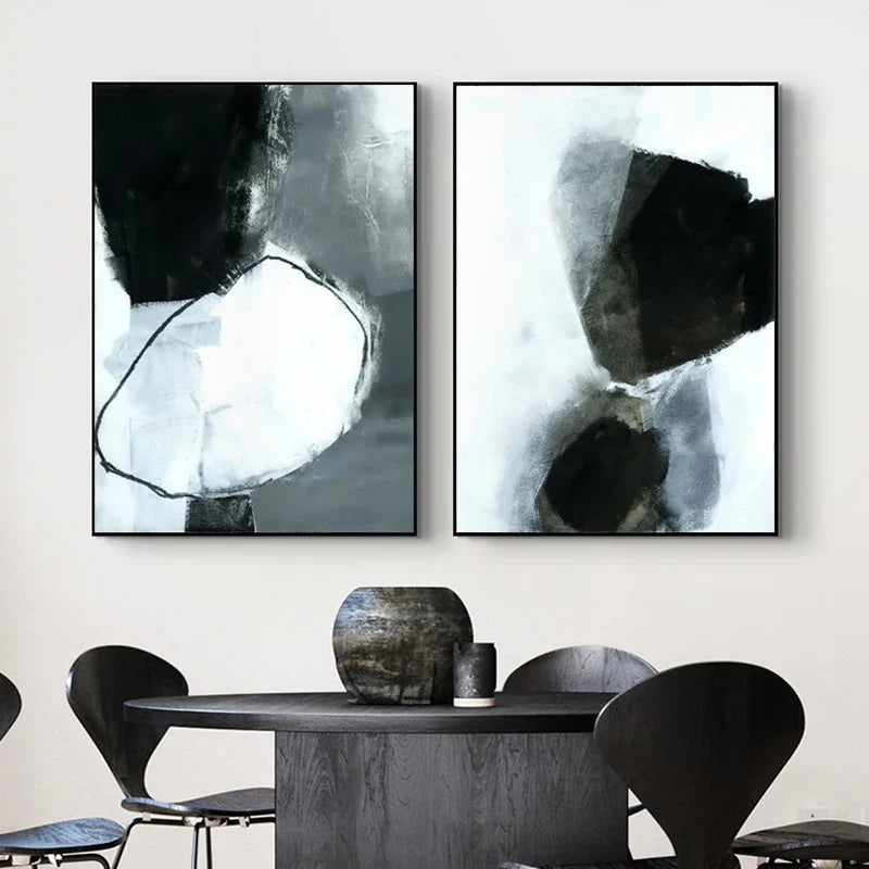 Dark Stones Abstract Wall Art Fine Art Canvas Prints Nordic Pictures For Modern Apartment Living Room Home Office Decor | Bowlift