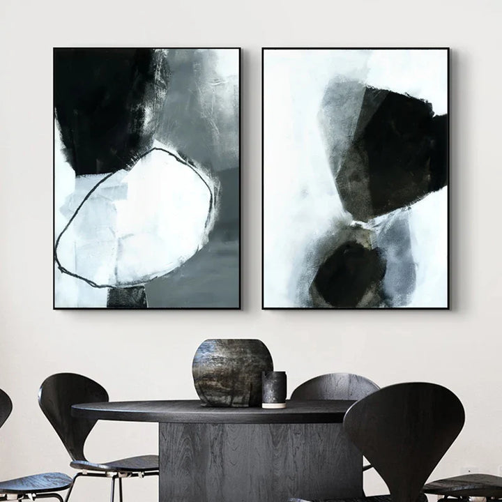 Dark Stones Abstract Wall Art Fine Art Canvas Prints Nordic Pictures For Modern Apartment Living Room Home Office Decor | Bowlift
