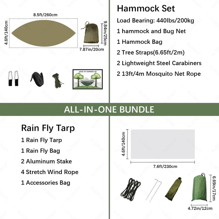 BowLift | Nomaterra Hammock | With Mosquito Net & Tarp | Ultralight & Weatherproof | For Outdoor & Trekking
