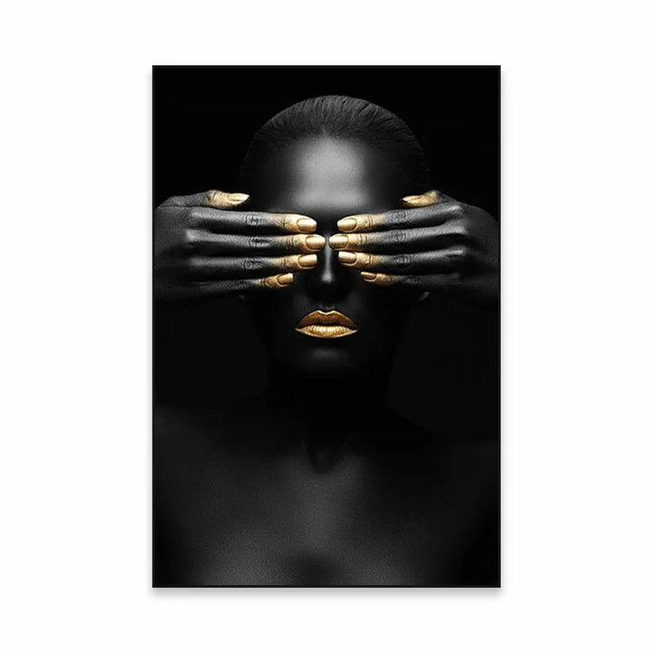 Golden Girl Fashion Wall Art Fine Art Canvas Prints Modern Abstract Portrait Pictures For Living Room Bedroom Boutique Salon Art Decor | Bowlift