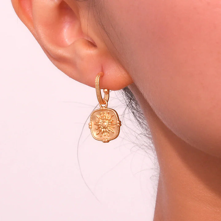 BowLift | Dainty Sun Charm Textured Earring