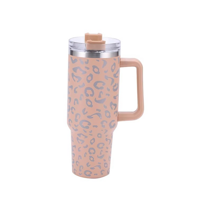 BowLift | Leopard Print Insulated Tumbler with Handle and Straw 40oz Stainless Steel