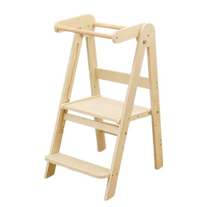 BowLift | Modern Design Foldable Step Stool Kids Wooden Kitchen Tower - Safe and Versatile Helper for Kids