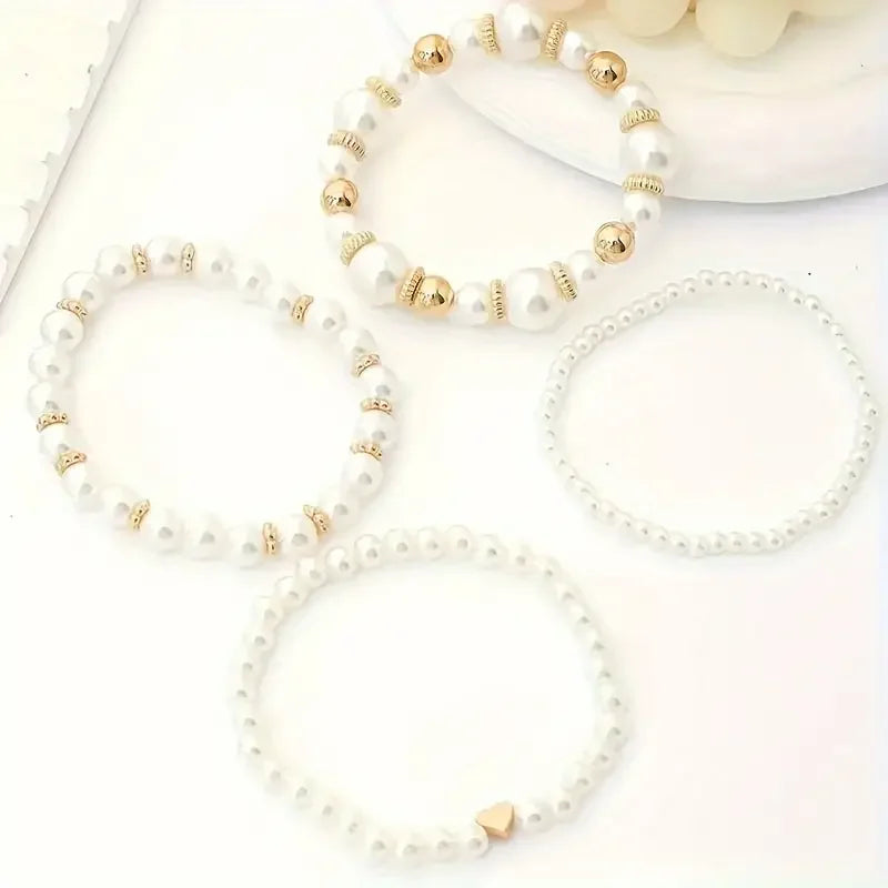 BowLift | Bold Gold Accented Pearl Bracelet Stack