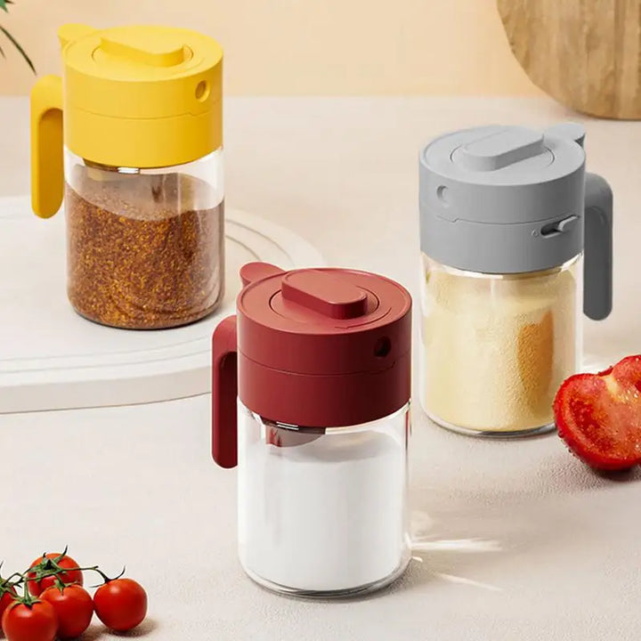 BowLift | Transparent Glass Lockable Airtight  Seasoning Jar with Spoon