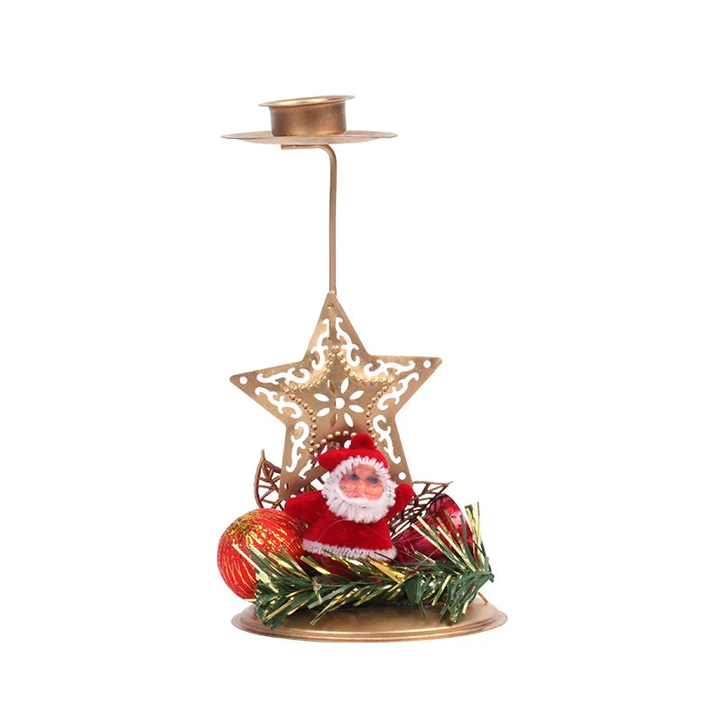 BowLift | Candle Holder LumiNoel | Golden Christmas Candle Holder Made of Iron | Snowflake, Star, Tree & Reindeer | Table Decoration for Christmas & New Year