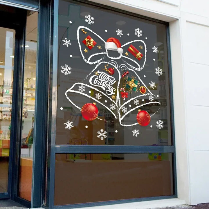 BowLift | WinterBell Christmas Window Stickers – Reusable PVC Window Decoration with Festive Bell Design