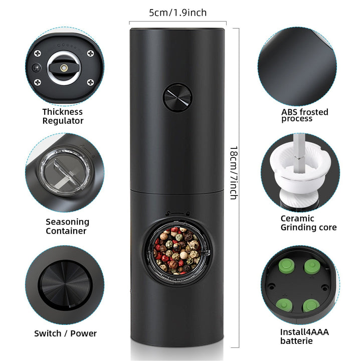 BowLift | Electric automatic pepper and salt mill with LED light and adjustable grind - Perfect for the kitchen or the restaurant
