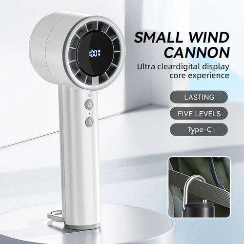 BowLift | Brisano AirCool Mini Hand Fan with Cooling Function | 5 Speeds | LED Display & USB Charging | Quiet & Portable | For Travel, Office & Outdoor