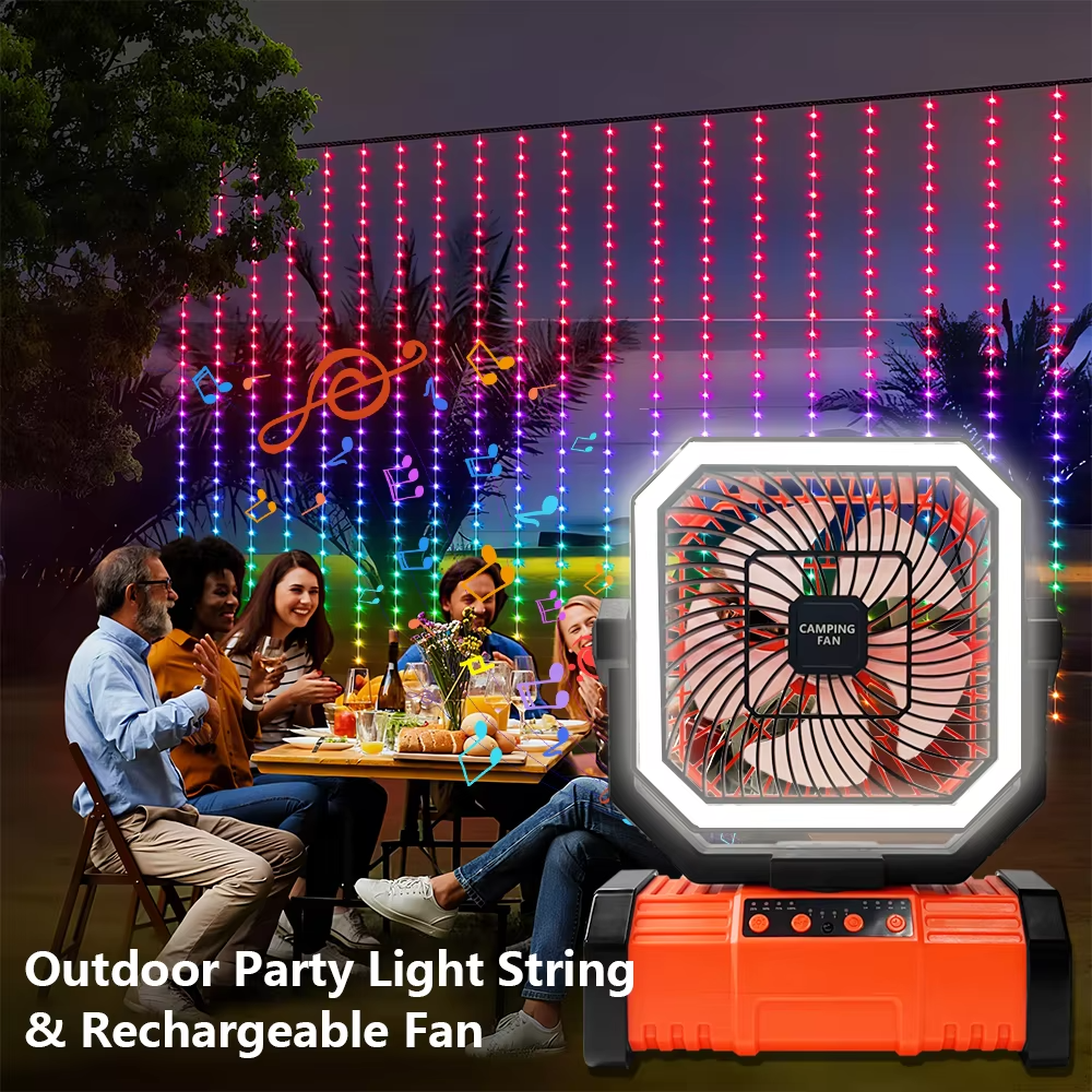 Rechargeable Camping Fan with 20000mAh Battery, 4 Speeds and LED Lantern | Bowlift