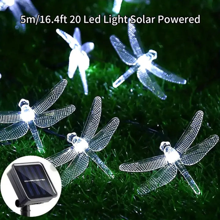 BowLift | Solar String Lights Lumila | 5 m with 20 Dragonfly LEDs | 8 Modes | Waterproof & Suitable for Outdoor