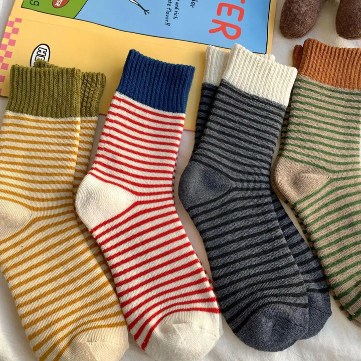 BowLift | WollHerz Women's Wool Socks | Autumn & Winter | Thick & Warm | Ribbed Design | Solid & Stripes