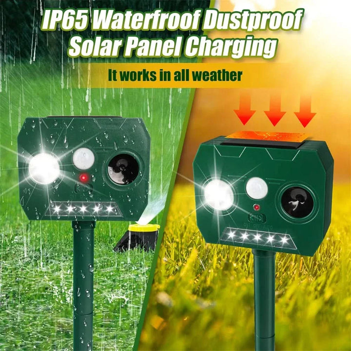 BowLift | ULTRAGUARD ANIMAL REPELLER – Ultrasonic Animal Repeller with LED Light – Weatherproof & Battery Operated for Garden & Outdoor Use