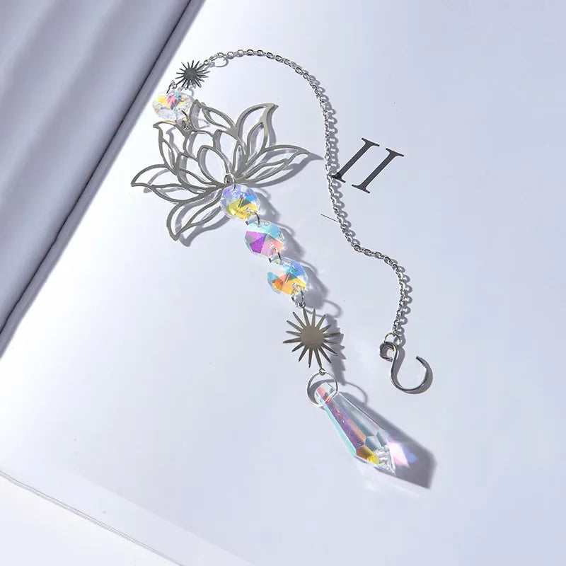 BowLift | Solunara Crystal Wind Chime | Handmade Lotus Suncatcher | Glass & Metal | For Garden, Window & Balcony