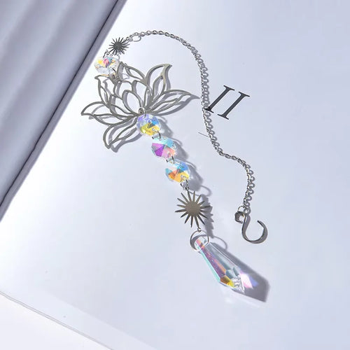 BowLift | Solunara Crystal Wind Chime | Handmade Lotus Suncatcher | Glass & Metal | For Garden, Window & Balcony