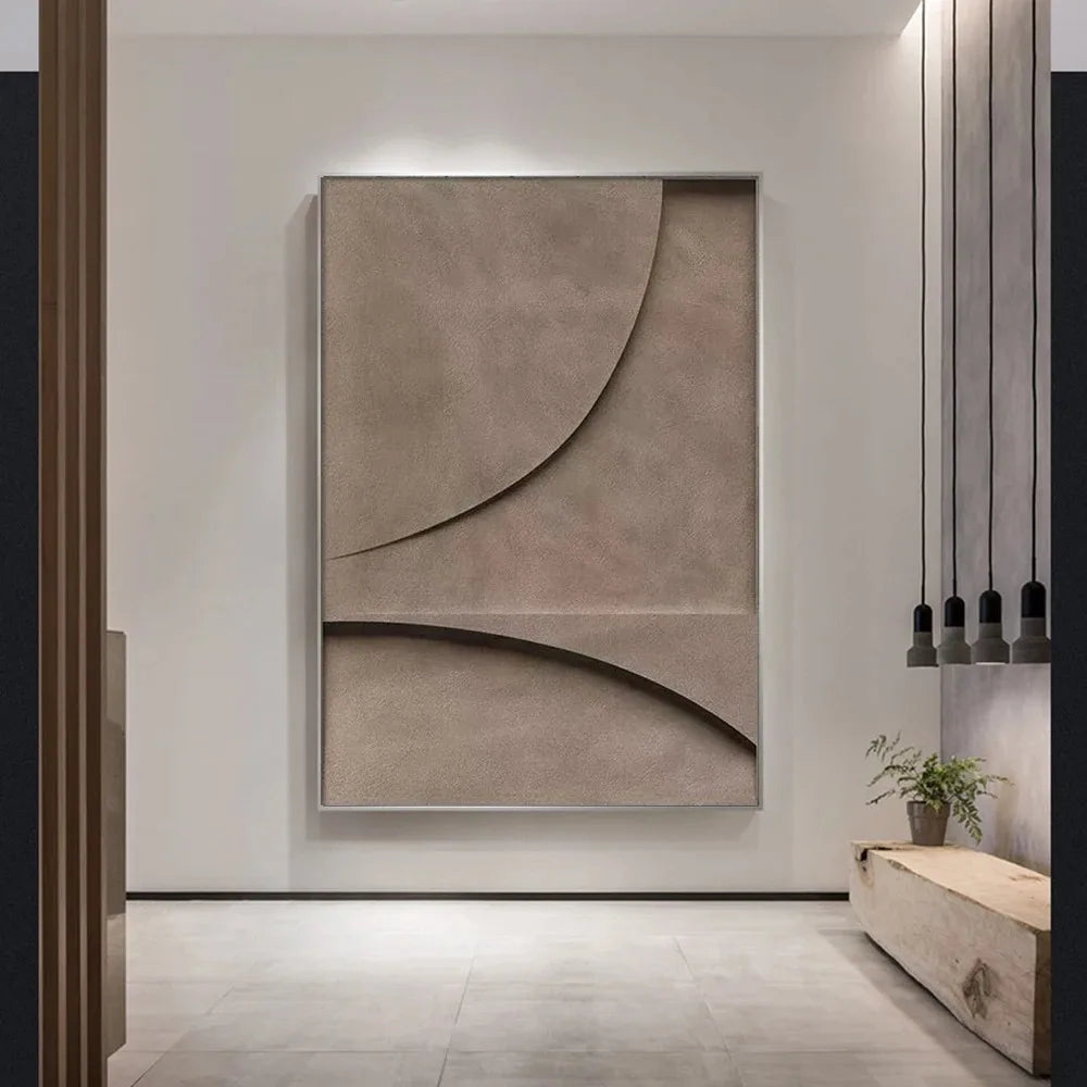 Modern Minimalist Flat Geometric Lines Wall Art Fine Art Canvas Prints Retro Brown Abstract Pictures For Living Room Contemporary Interior Decor | Bowlift