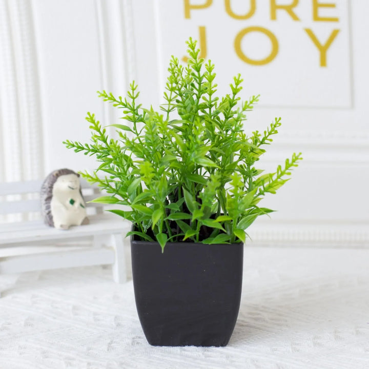 BowLift | Leafora Artificial Eucalyptus Plant in Black Pot | Mini Decorative Plant | For Table, Bathroom & Office