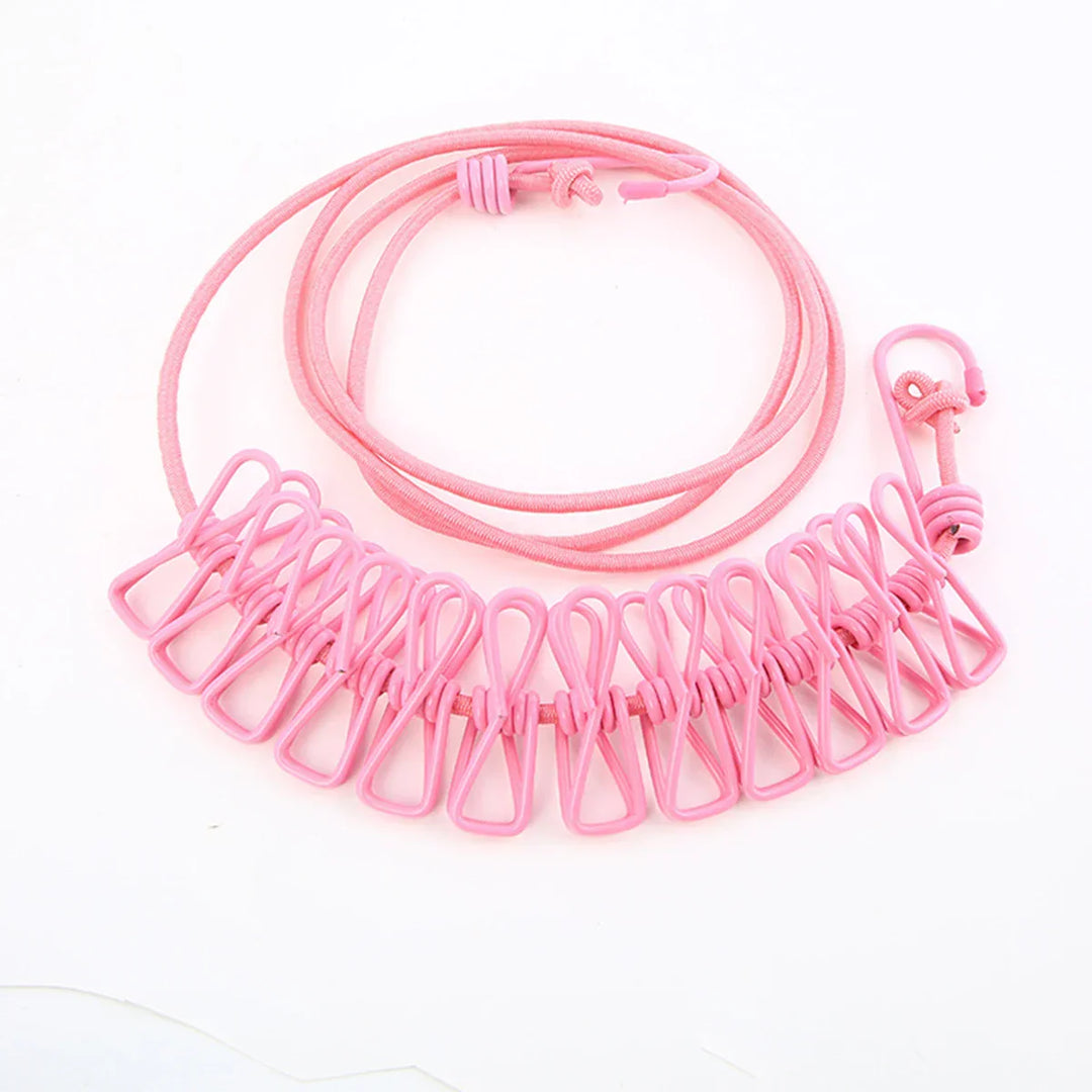 Windproof Non-Slip Elastic Multi-Clip Travel Clothesline | Bowlift
