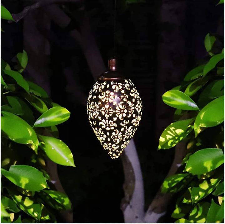 BowLift | Lumivis SolArt Solar Garden Lantern Drop Shape | Waterproof & Projection Effect | Metal | For Balcony, Terrace & Outdoor Area