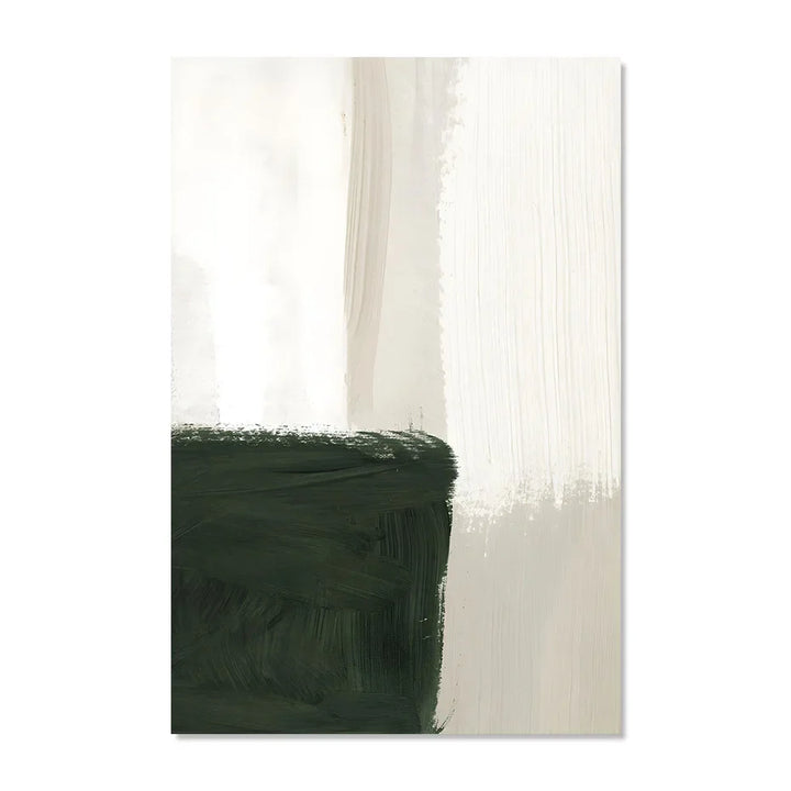 Modern Abstract Green Beige White Brushstroke Canvas Prints Nordic Wall Artwork For Contemporary Living Room Home Decor Artwork | Bowlift