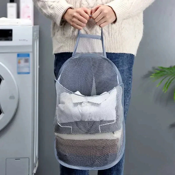BowLift | HangFold Laundry Basket | Wall-mounted & Foldable | Breathable & Portable | 30×18×40 cm