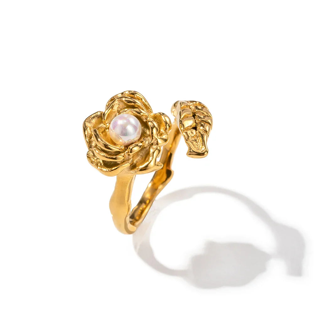 BowLift | Adjustable Pearl Camellia Flower Ring