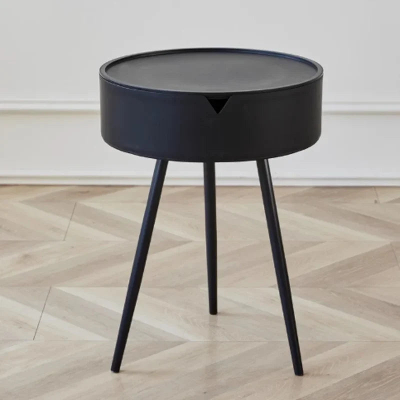 BowLift | Round Plastic Side Table with Storage Space and Mobile Design