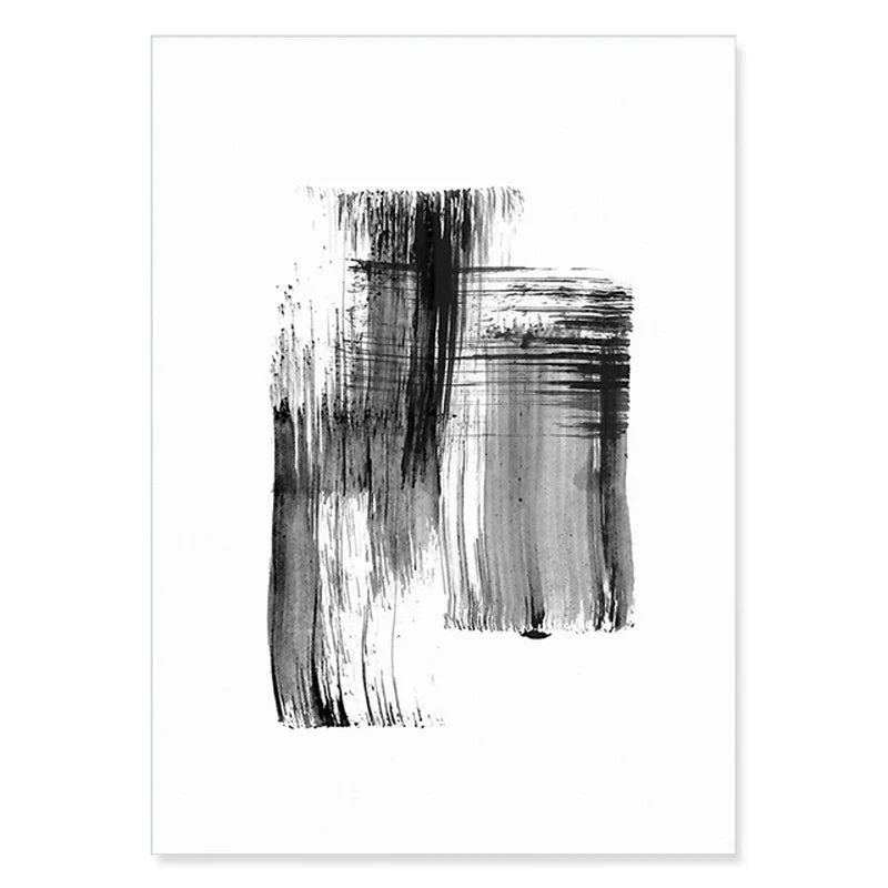 Black White Wall Art Minimalist Abstract Ink Brush Strokes Fine Art Canvas Prints Posters Pictures For Living Room Home Office Art Decor | Bowlift