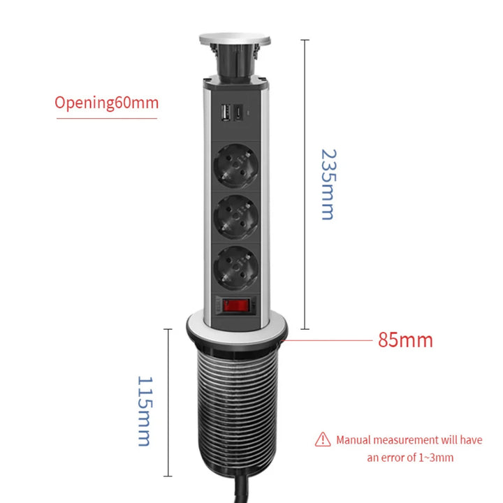 BowLift | Cable Organizer Table Socket Pop-Up Power Strip