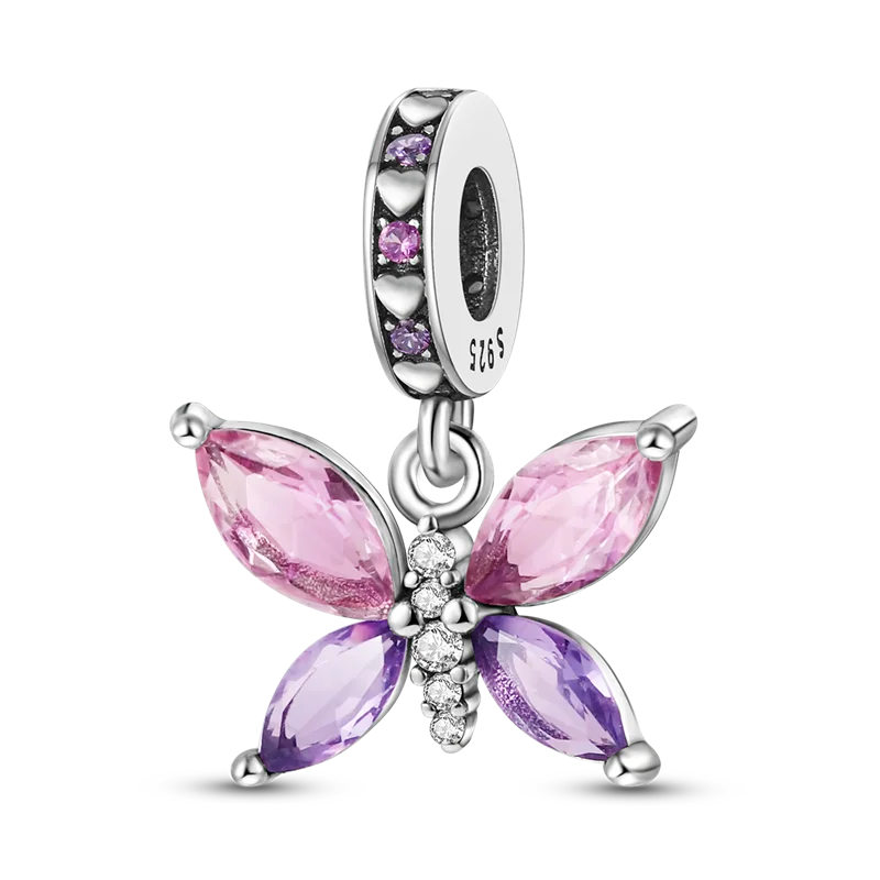 BowLift | 925 Silver Golden Leopard Charms Beads Colorful Chameleon Rhinoceros Lion Scarab Cat Pendant Compatible with Original Pandora Bracelet Jewelry