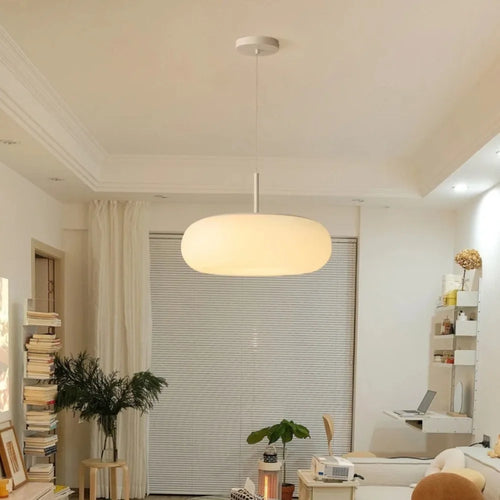 BowLift | Modern Cream Pendant Lamp in Simple Chandelier Style with Warm LED Lighting