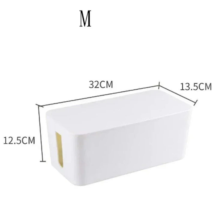 BowLift | Kabelux Cable Box with Lid | 32×13×12 cm | Socket & Charging Cable Organizer | Dust Protection for Power Supplies & Routers