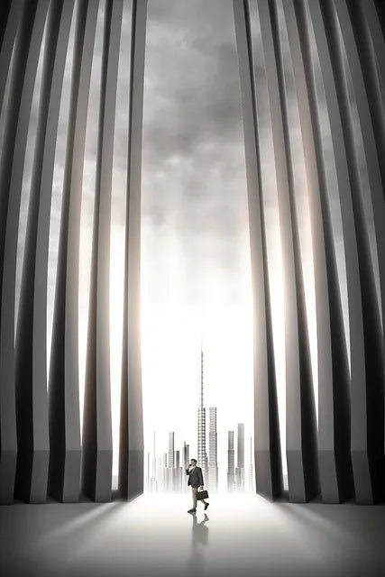 Modern Geometric Architectural Landscapes Wall Art Fine Art Canvas Prints Pictures For Studio Home Office Foyer Inspirational Art Decor | Bowlift