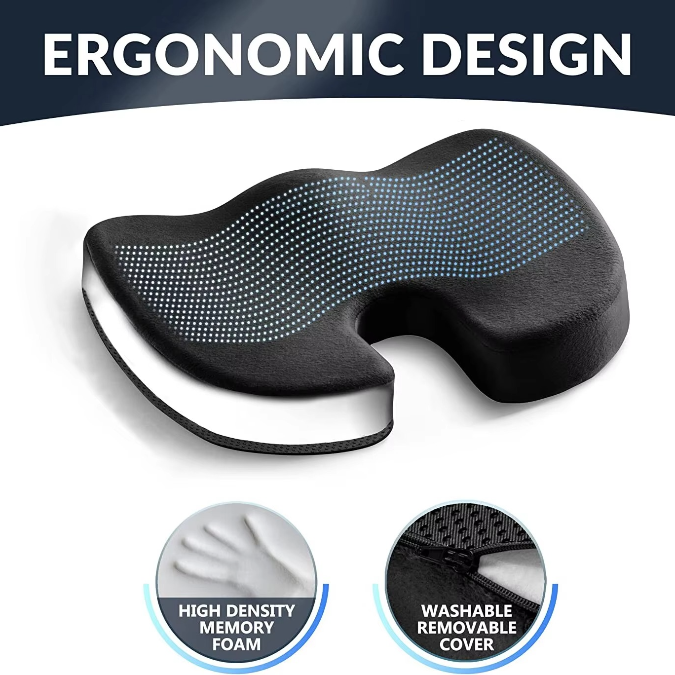 BowLift | Gel Seat Cushion with Memory Foam and Non-Slip Support for Office, Car, and Home