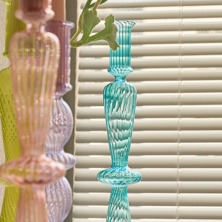 Ribbed Glass Candleholders - Pastel | Bowlift