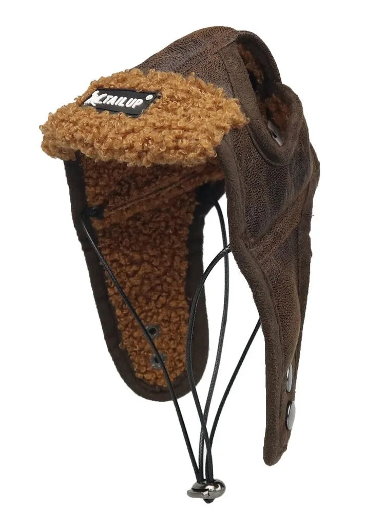 Winter pilot cap for pets warm and comfortable Bowlift