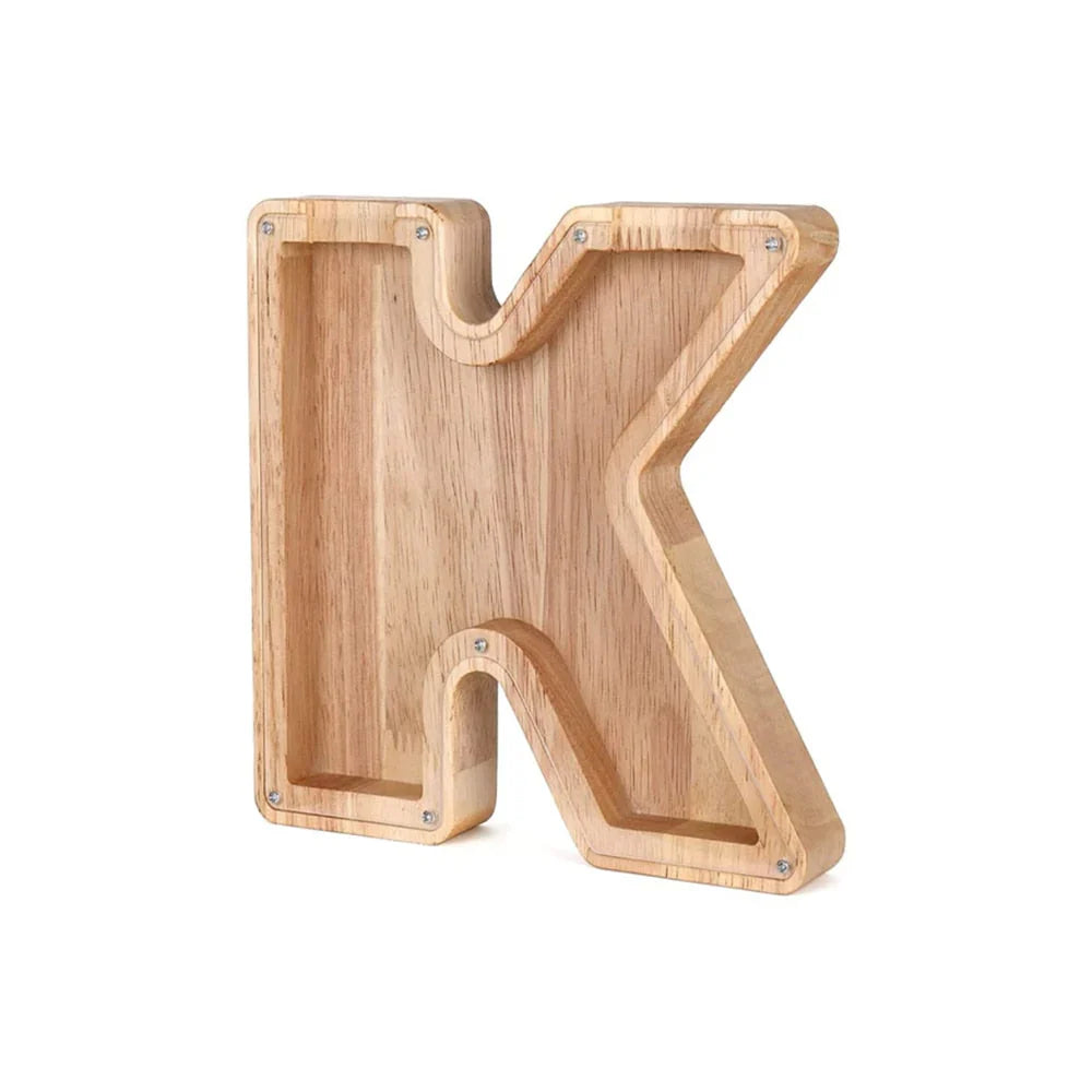BowLift | Wooden Alphabet Piggy Bank with Transparent Viewing Window for Stylish Saving