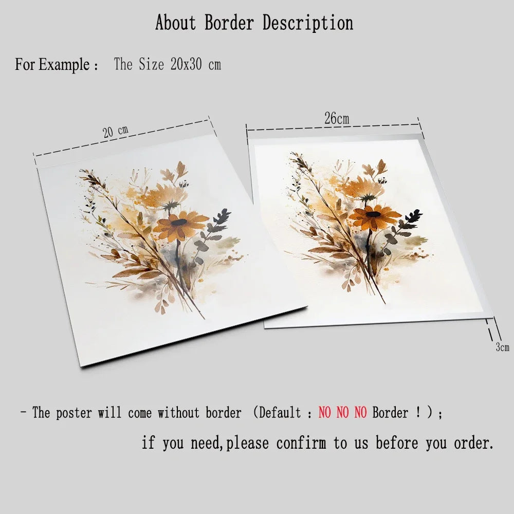 Scandinavian Floral Meadow Flower Wall Art Fine Art Canvas Prints Modern Minimalist Botany Pictures For Living Room Home Decor | Bowlift