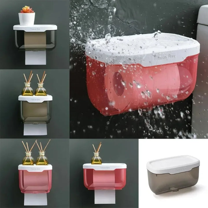 BowLift | Wall-Mounted Toilet Paper Holder | With Shelf & Waterproof Box | Modern & Space-Saving
